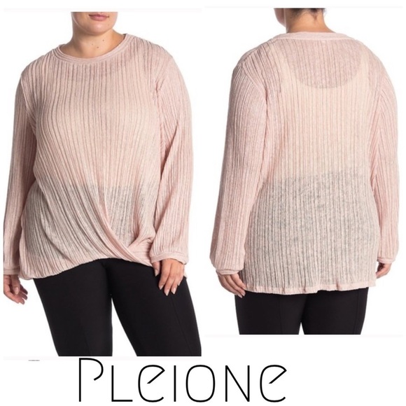 Nordstrom Pleione Blush Pink Crinkle Knit Blouse - Picture 1 of 11